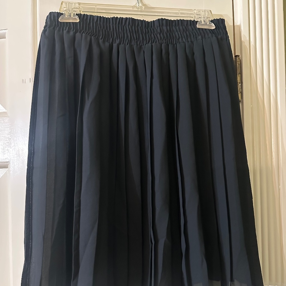 StringBean Pleated Black Midi Skirt, See-Through, Size Large, Great Condition!!!